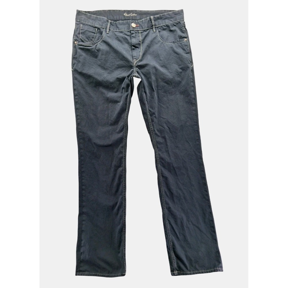 Robert Graham Jeans Mens 38x34 Gray Dark Wash Slim Straight Denim Casual Pants